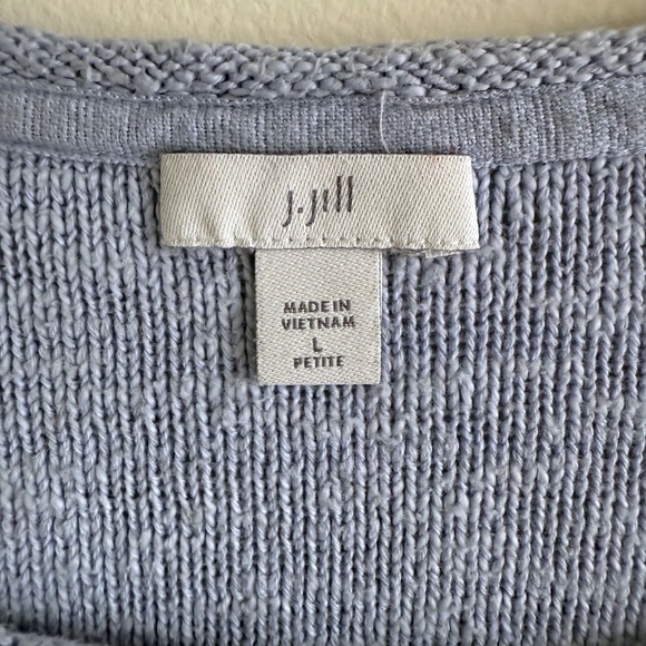 J Jill Blue Slub Knit Crewneck Sweater Large Petite Coastal Grandma Quiet Luxury - Picture 4 of 9